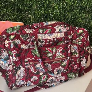 Vera Bradley Red Floral Quilted Travel Bag